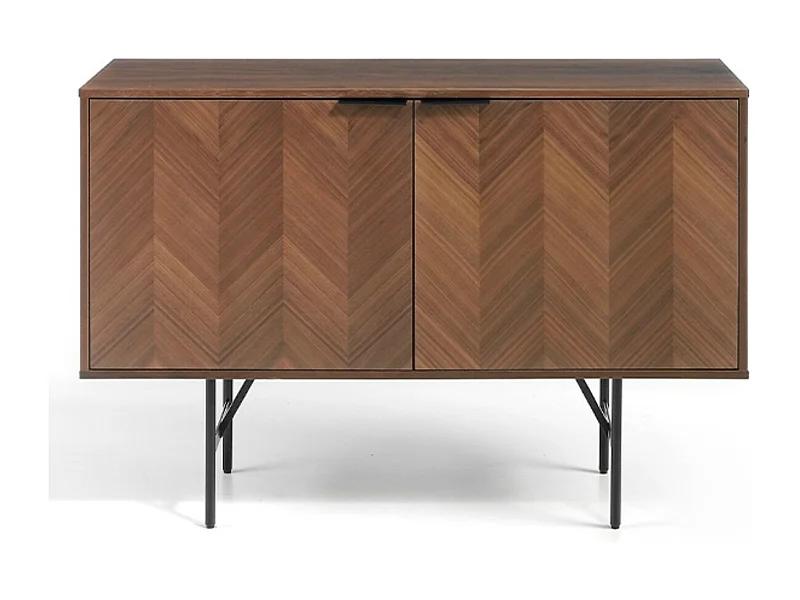 Roza Aparador moderno pequeño de 2 puertas con patas de acero negro 120 cm