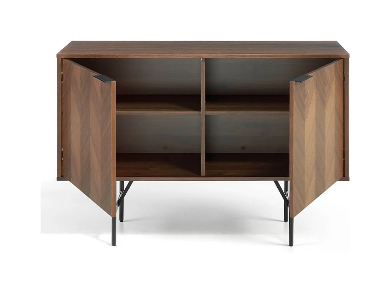 Roza Aparador moderno pequeño de 2 puertas con patas de acero negro 120 cm