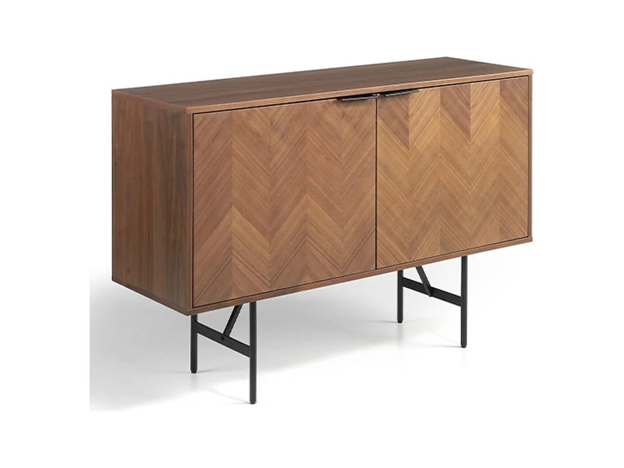 Roza Aparador moderno pequeño de 2 puertas con patas de acero negro 120 cm