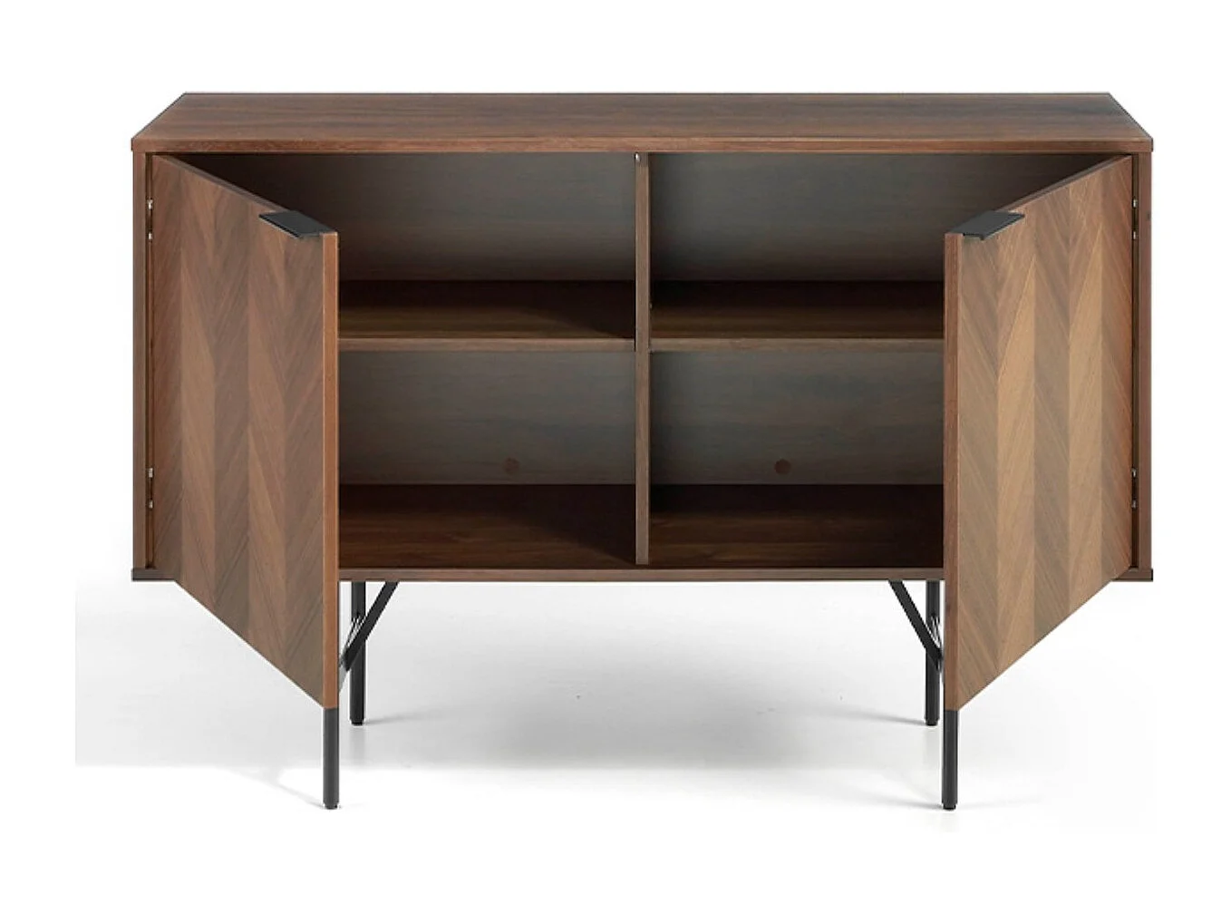 Roza Aparador moderno pequeño de 2 puertas con patas de acero negro 120 cm