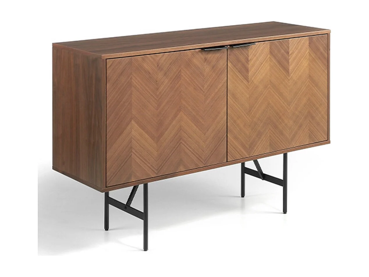 Roza Aparador moderno pequeño de 2 puertas con patas de acero negro 120 cm