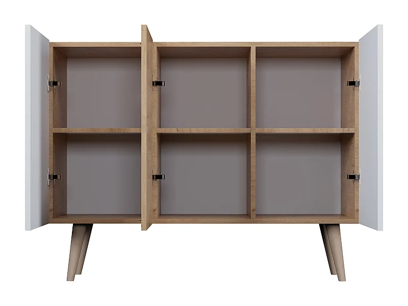 Cómoda Rolia 3 puertas 120 cm-Color Natural y blanco