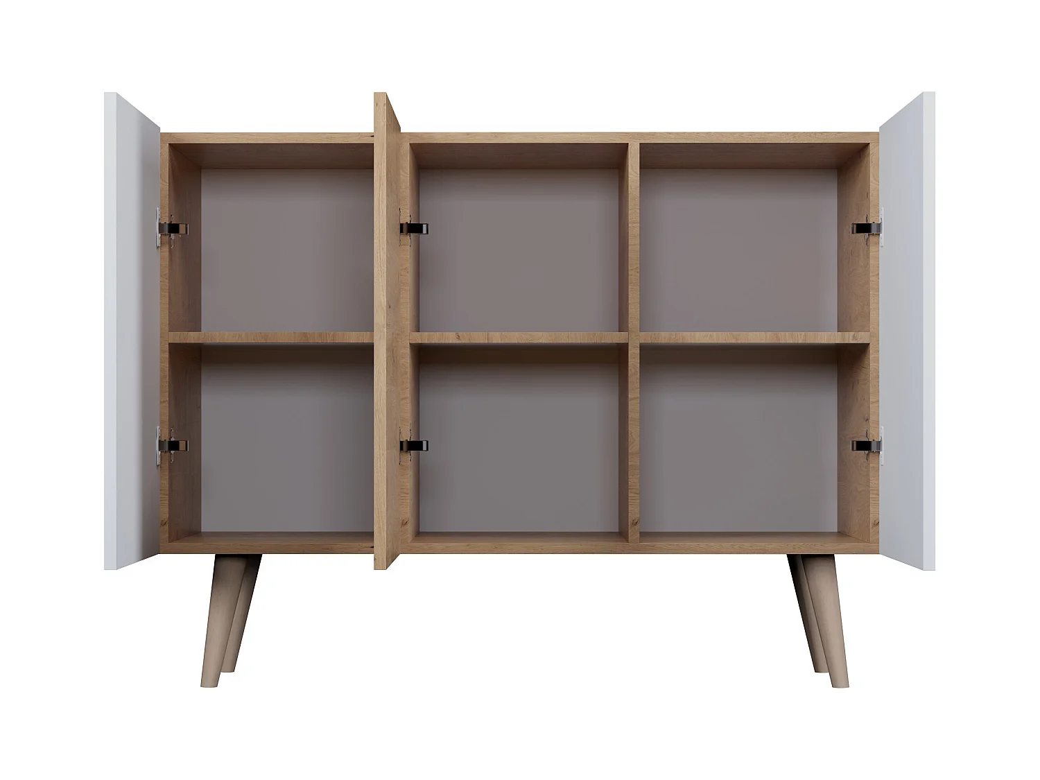 Cómoda Rolia 3 puertas 120 cm-Color Natural y blanco