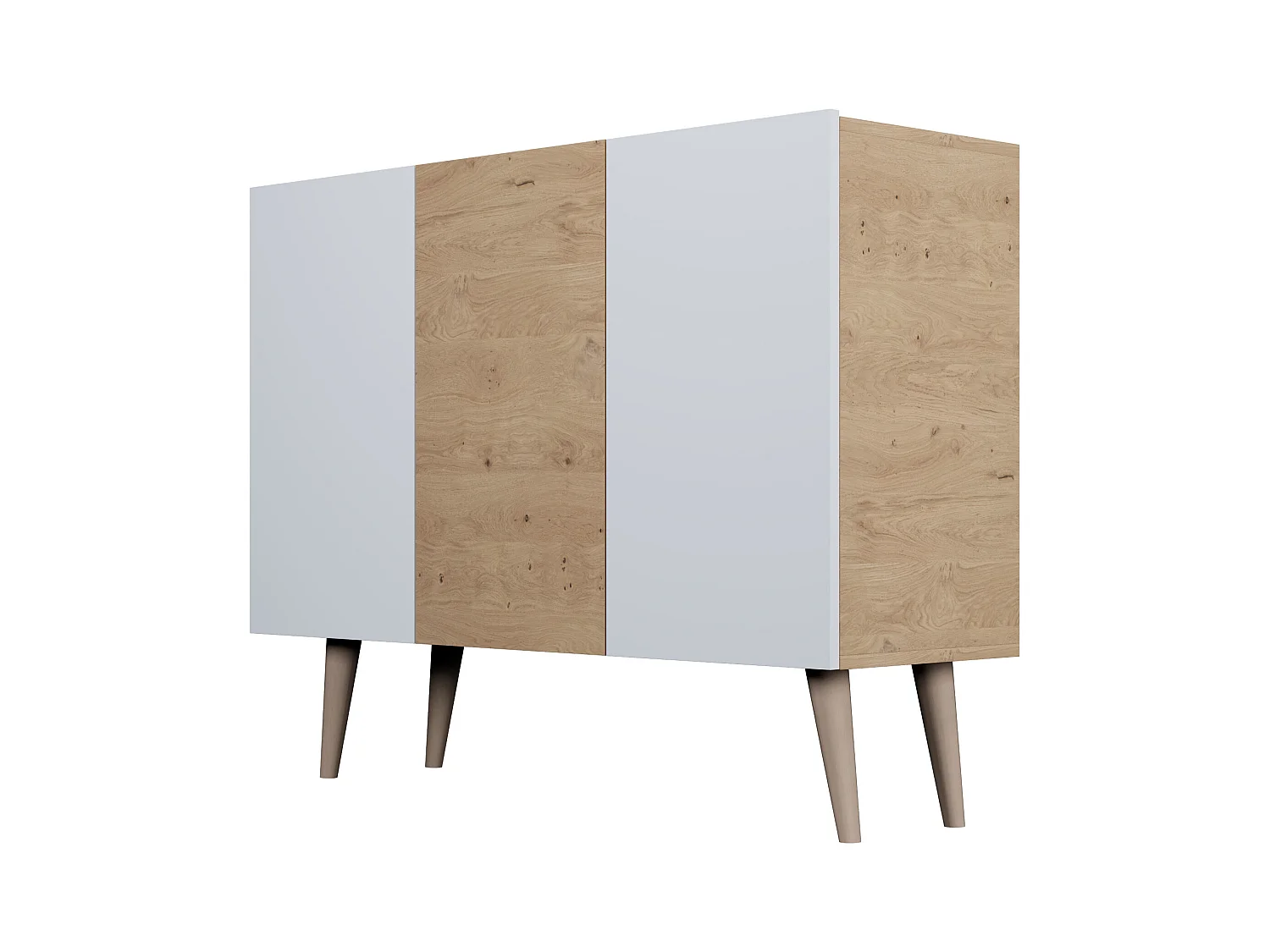 Cómoda Rolia 3 puertas 120 cm-Color Natural y blanco