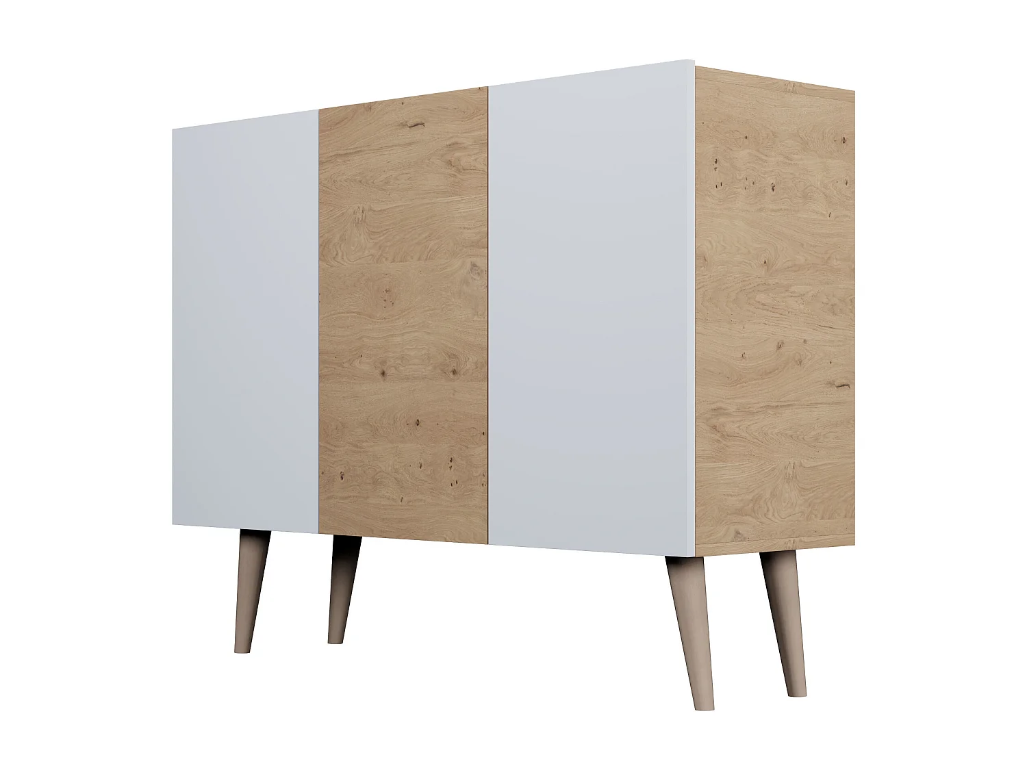 Cómoda Rolia 3 puertas 120 cm-Color Natural y blanco