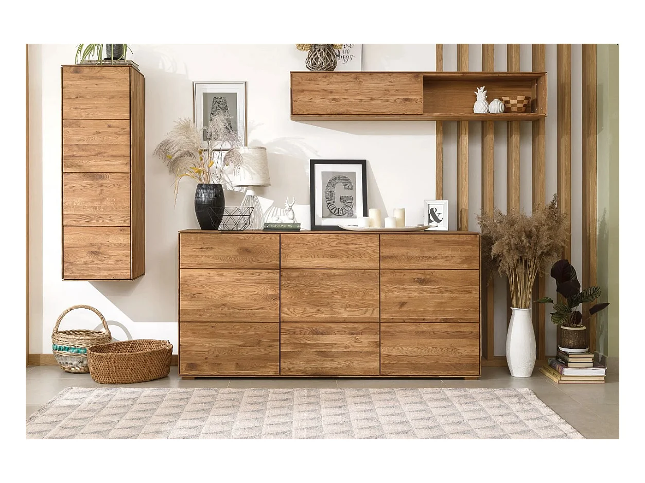 Aparador madera maciza de roble 3 puertas Inka 172 cm