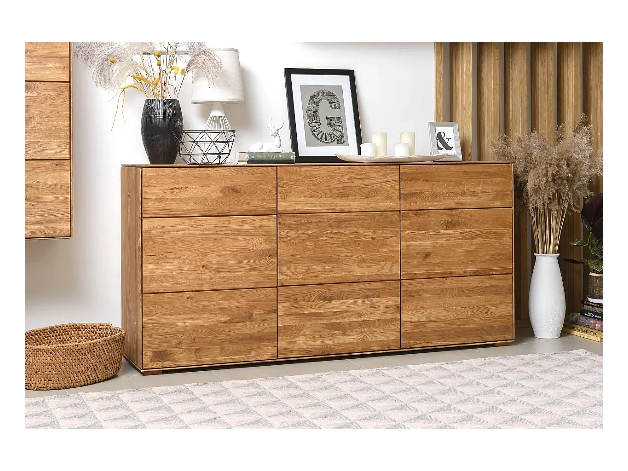 Aparador madera maciza de roble 3 puertas Inka 172 cm