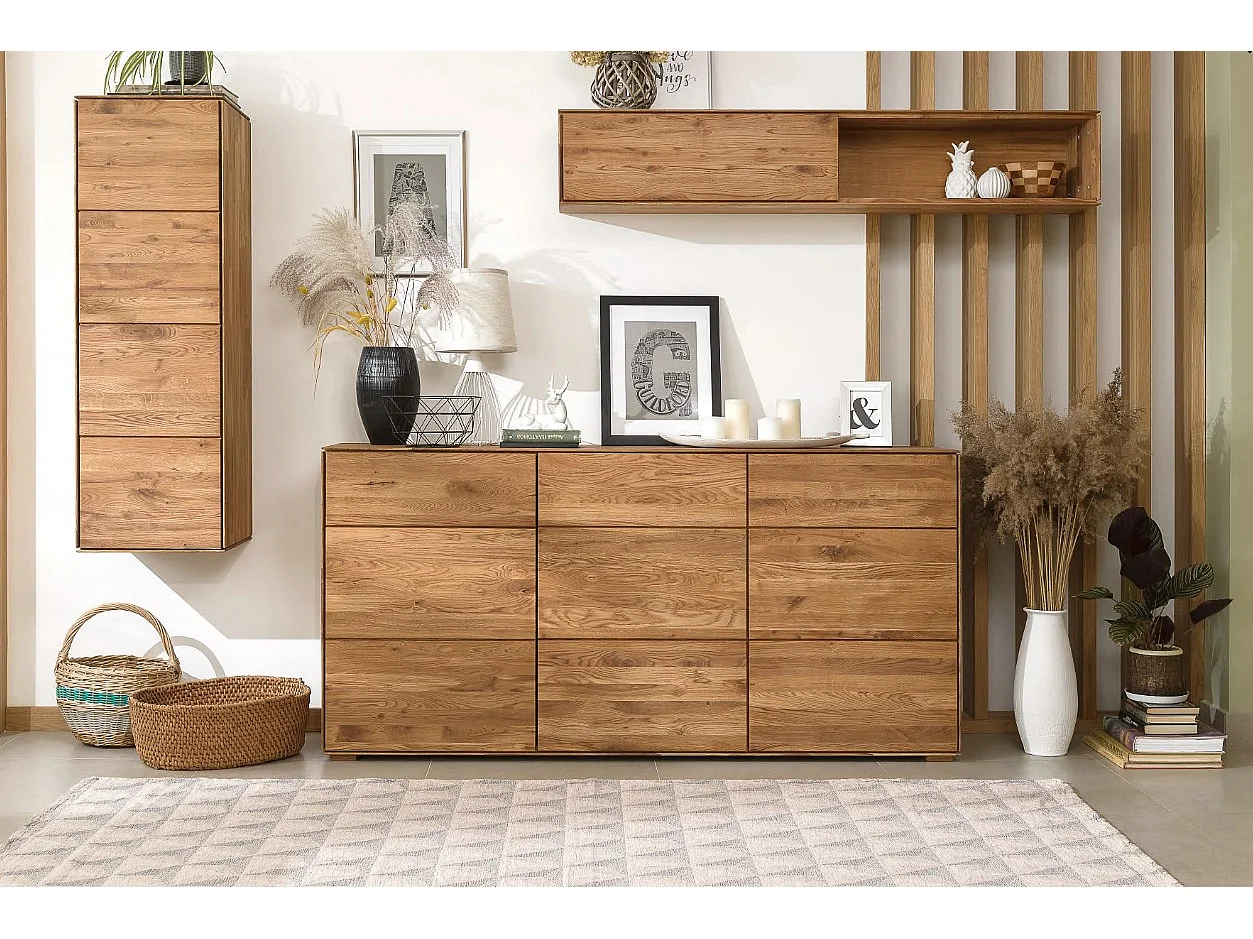 Aparador madera maciza de roble 3 puertas Inka 172 cm