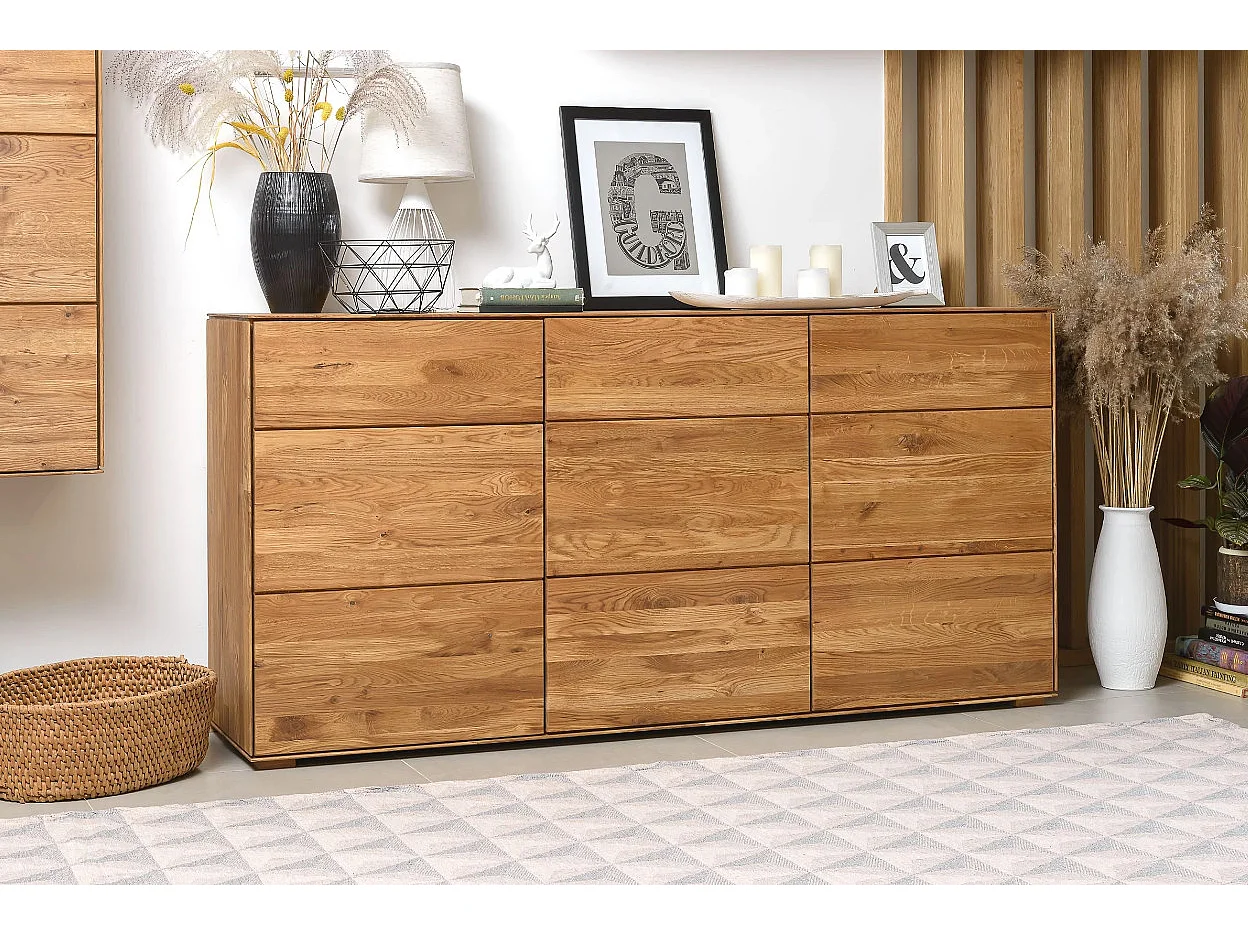 Aparador madera maciza de roble 3 puertas Inka 172 cm