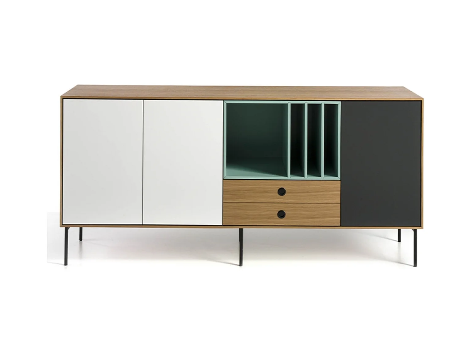 Aparador de 3 puertas de colores vivos en madera de Koleka 180 cm