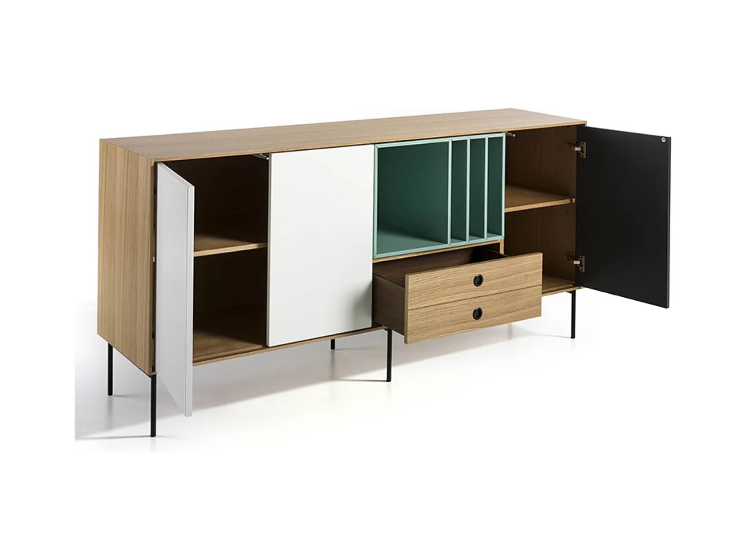 Aparador de 3 puertas de colores vivos en madera de Koleka 180 cm