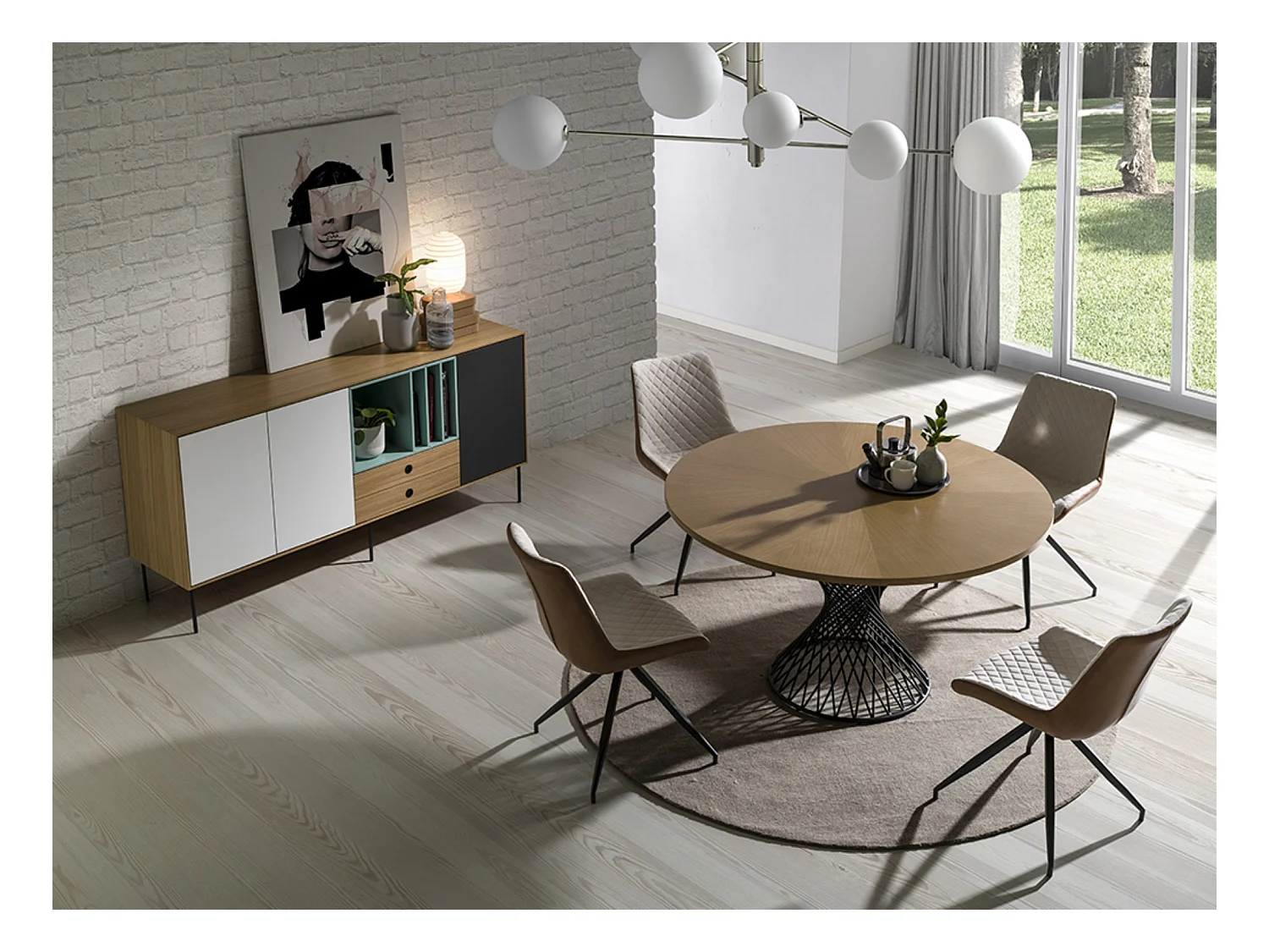 Aparador de 3 puertas de colores vivos en madera de Koleka 180 cm