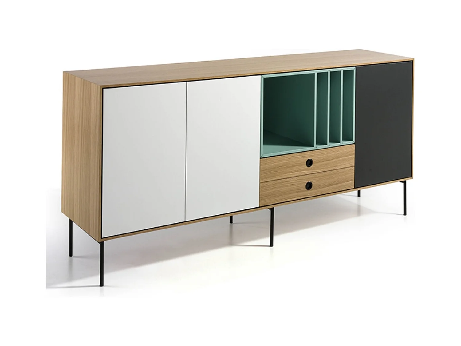 Aparador de 3 puertas de colores vivos en madera de Koleka 180 cm