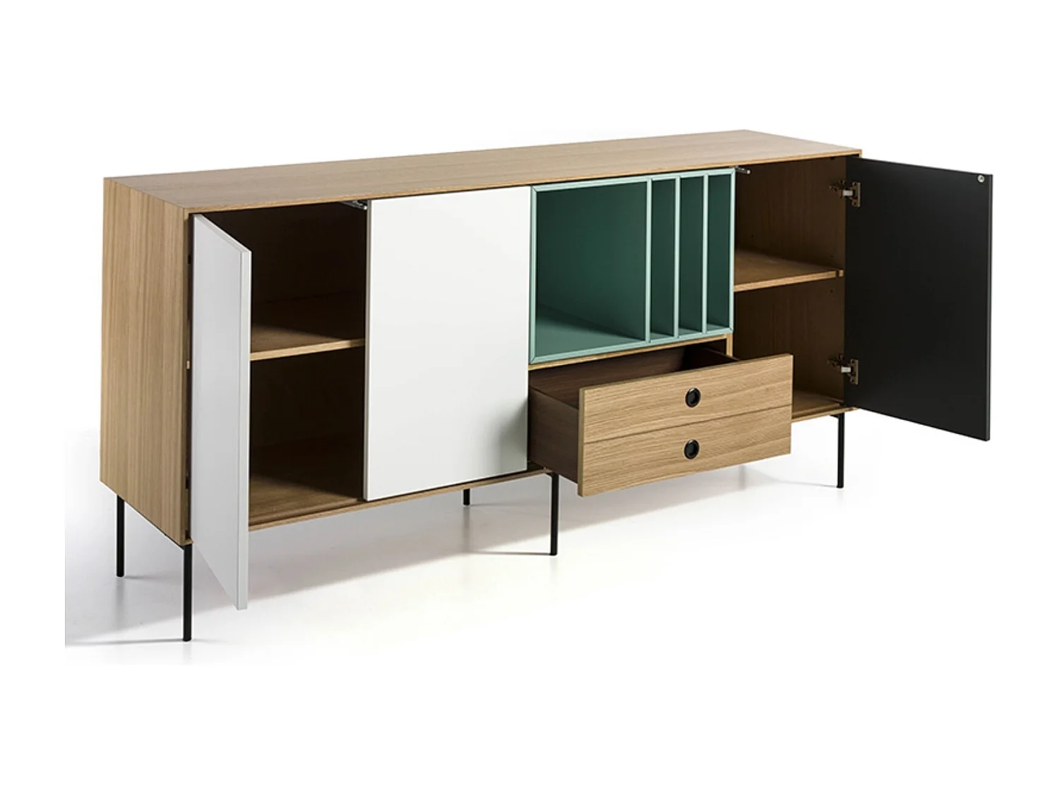 Aparador de 3 puertas de colores vivos en madera de Koleka 180 cm