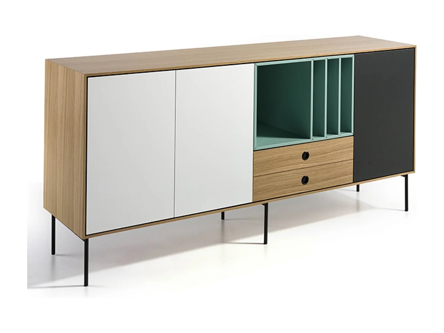 Aparador de 3 puertas de colores vivos en madera de Koleka 180 cm