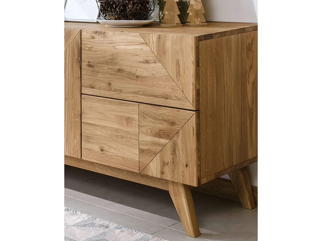 Aparador roble macizo miel 2 puertas 2 cajones Orion 165 cm