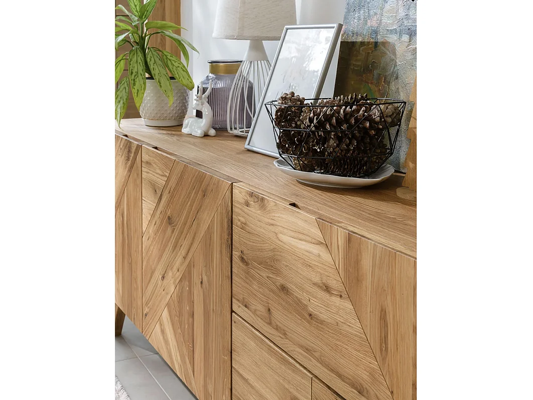 Aparador roble macizo miel 2 puertas 2 cajones Orion 165 cm