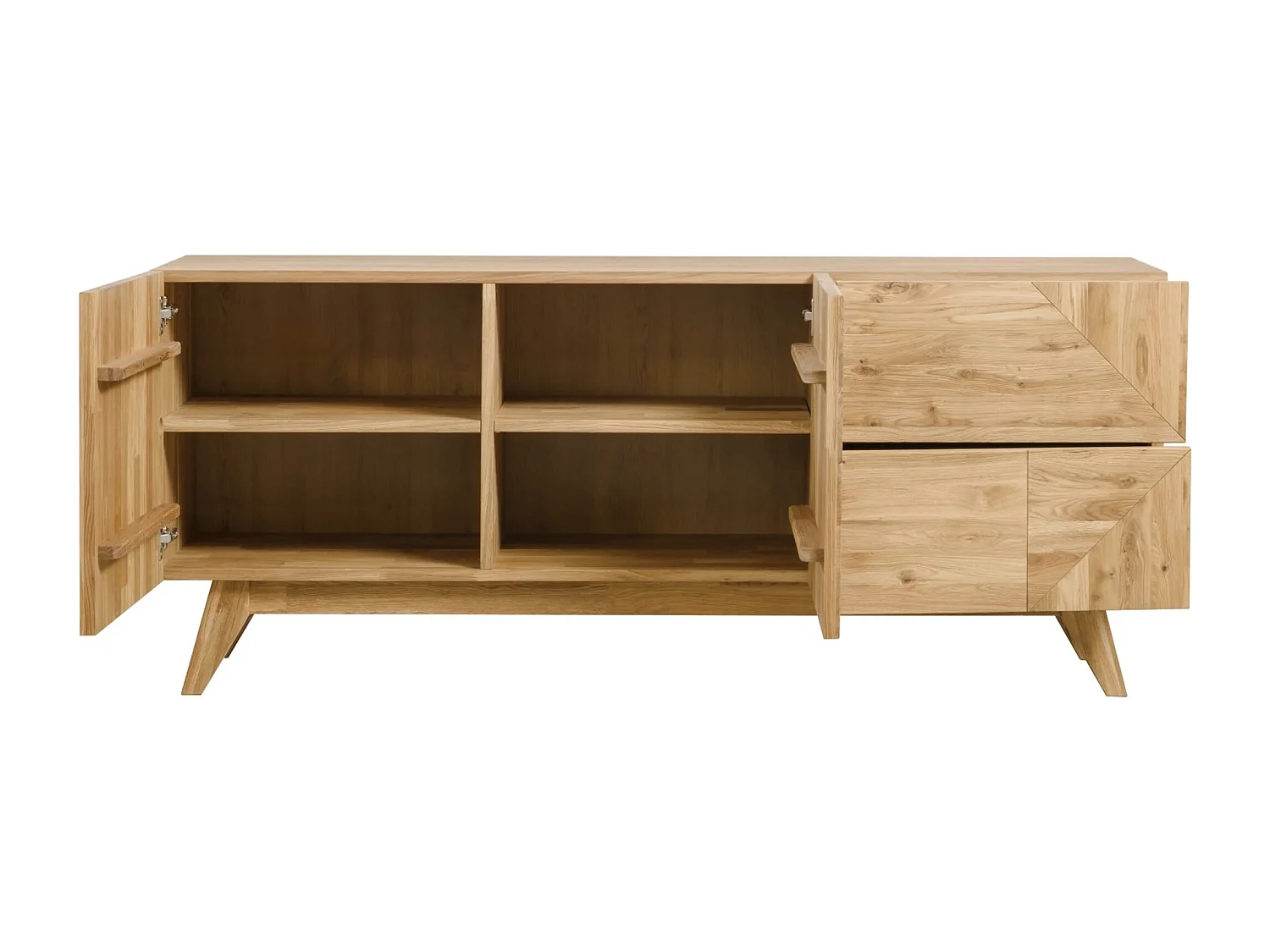 Aparador roble macizo miel 2 puertas 2 cajones Orion 165 cm