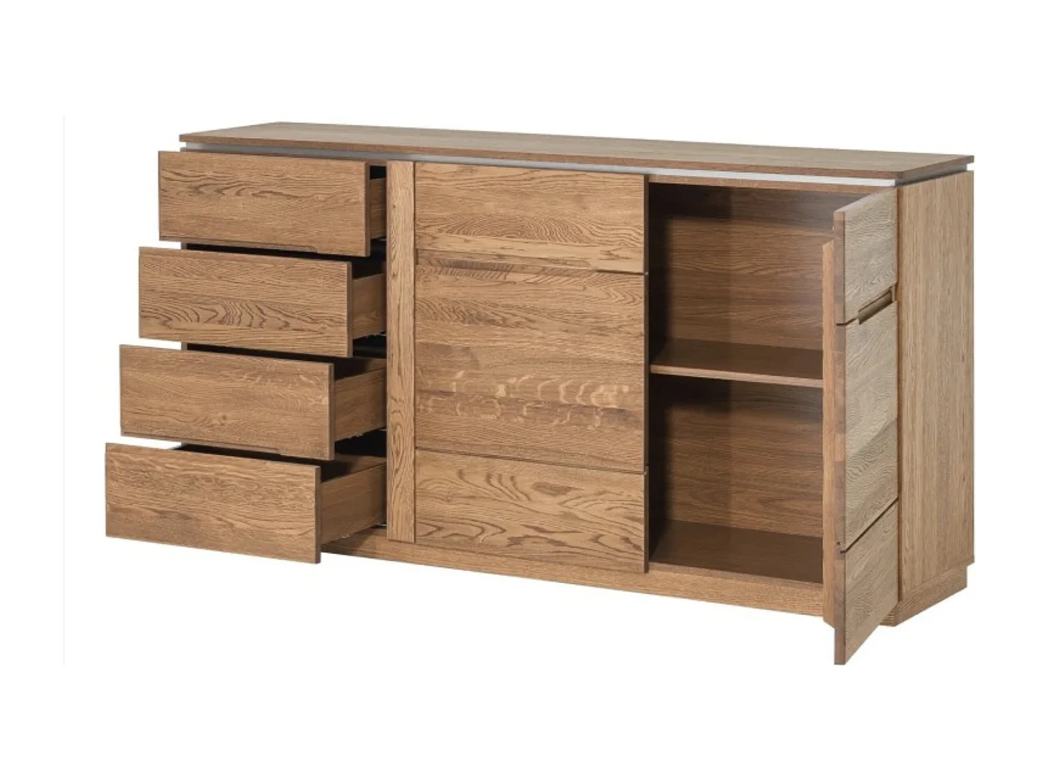 Aparador rústico madera roble Manky 2 puertas 4 cajones 163 cm