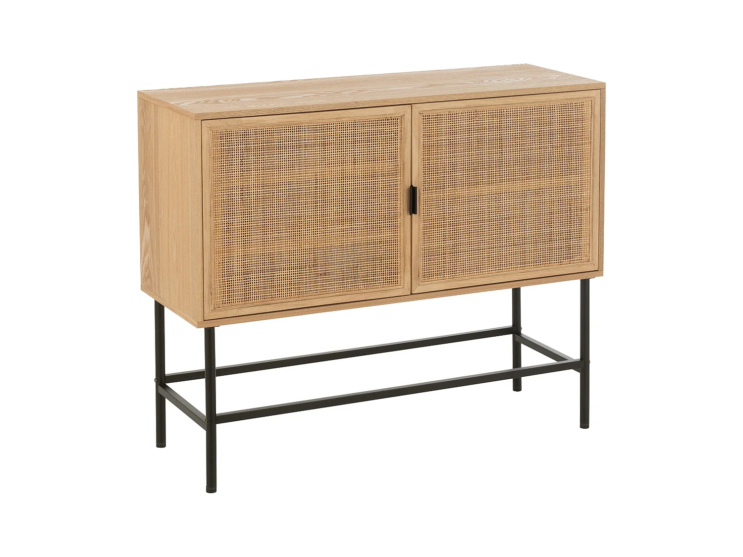 Aparador KLAKO de 2 puertas – Madera natural y caña