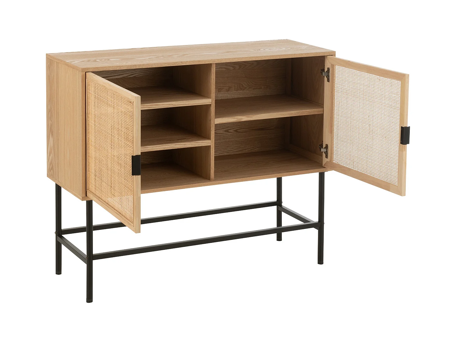 Aparador KLAKO de 2 puertas – Madera natural y caña