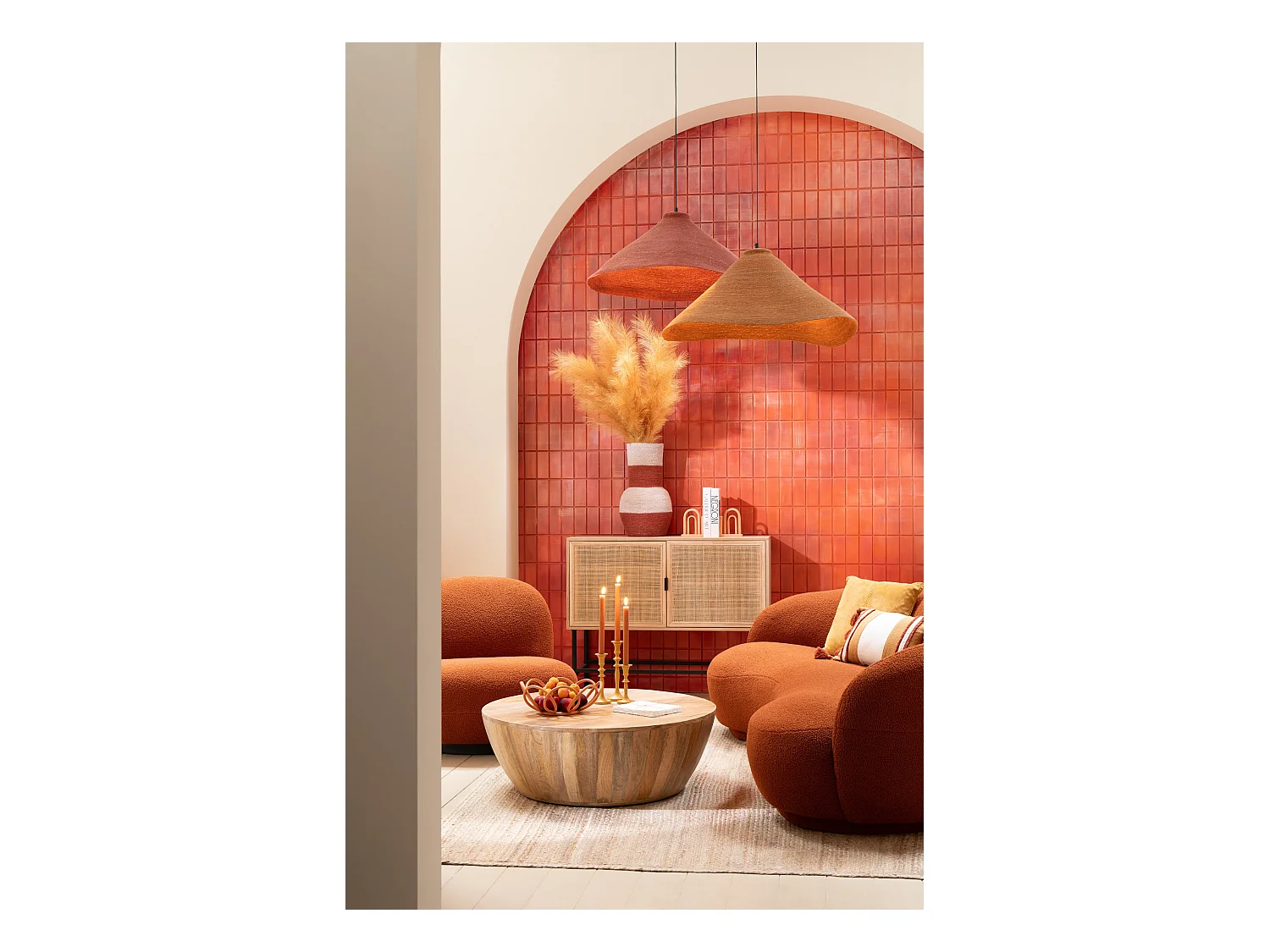 Aparador KLAKO de 2 puertas – Madera natural y caña