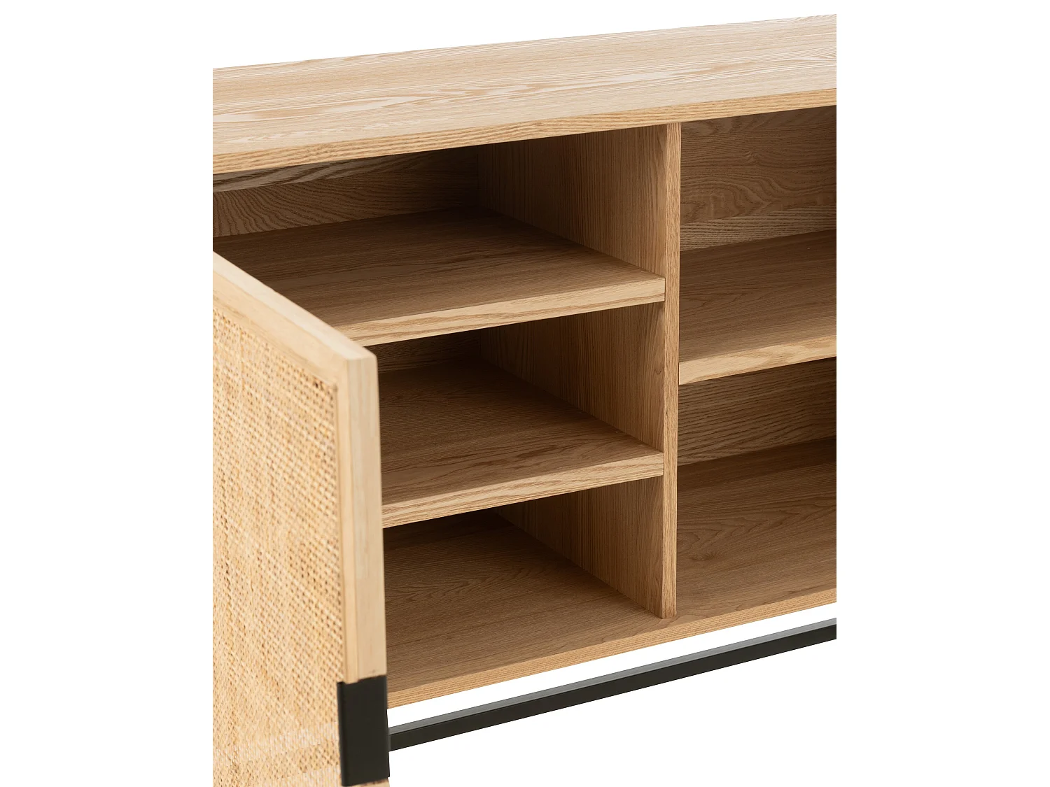 Aparador KLAKO de 2 puertas – Madera natural y caña