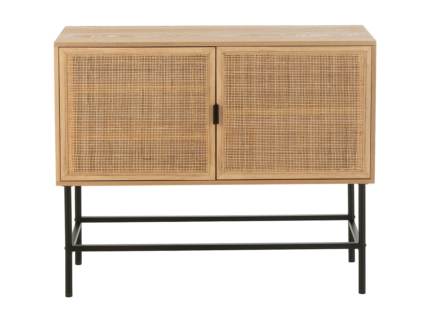 Aparador KLAKO de 2 puertas – Madera natural y caña