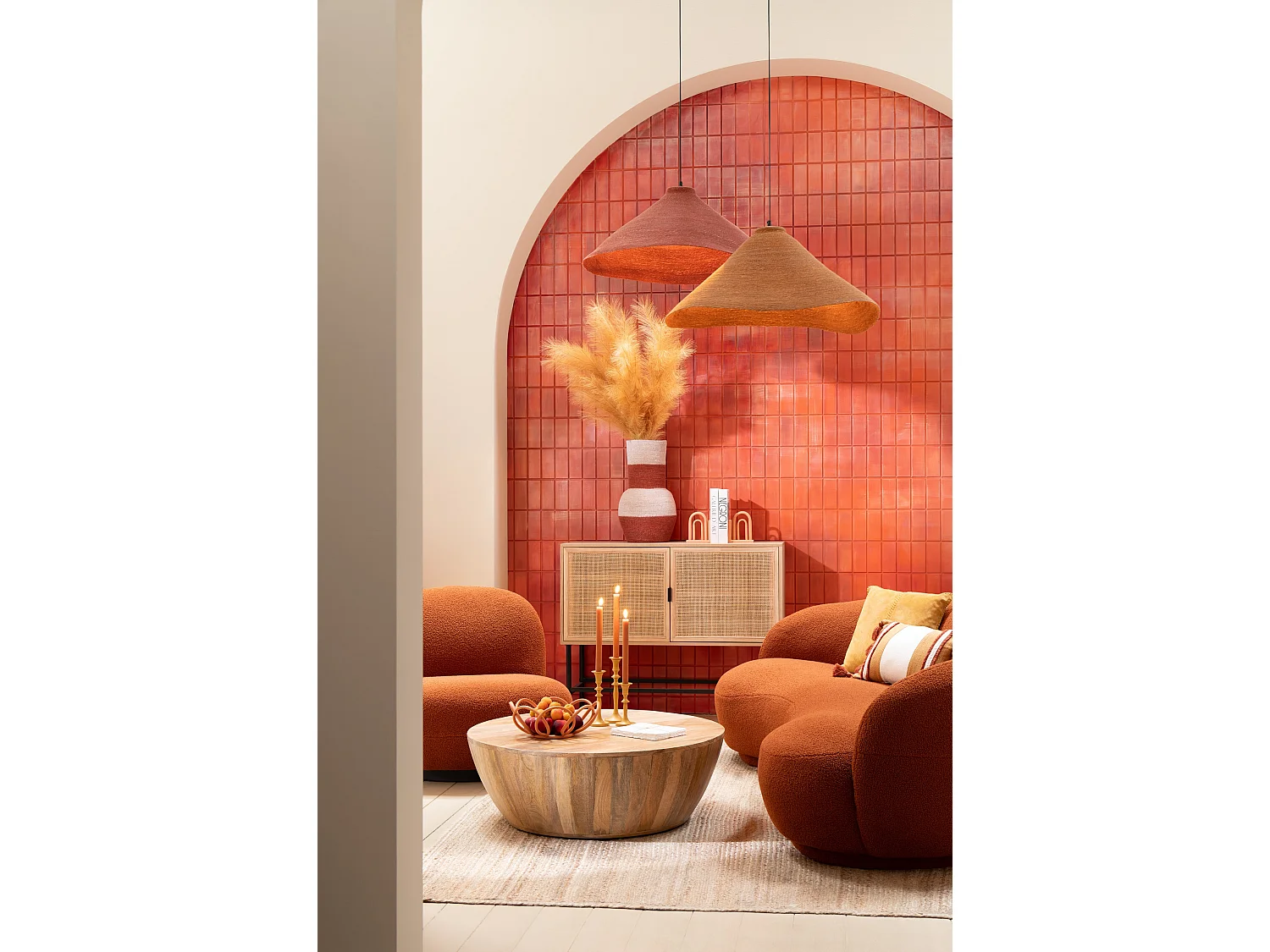 Aparador KLAKO de 2 puertas – Madera natural y caña