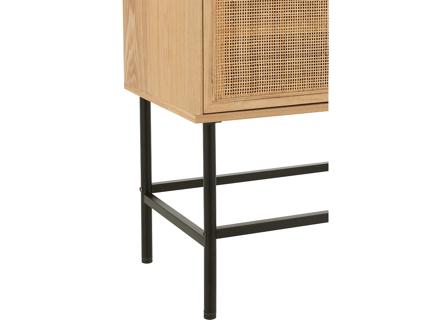 Aparador KLAKO de 2 puertas – Madera natural y caña