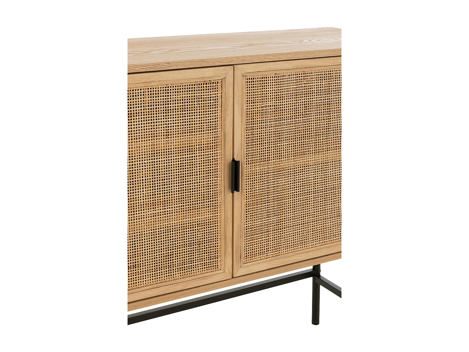 Aparador KLAKO de 2 puertas – Madera natural y caña