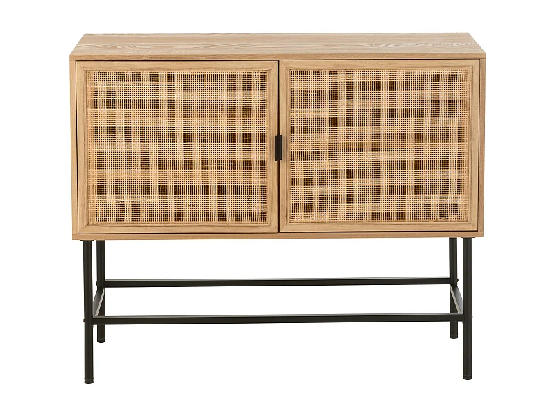 Aparador KLAKO de 2 puertas – Madera natural y caña