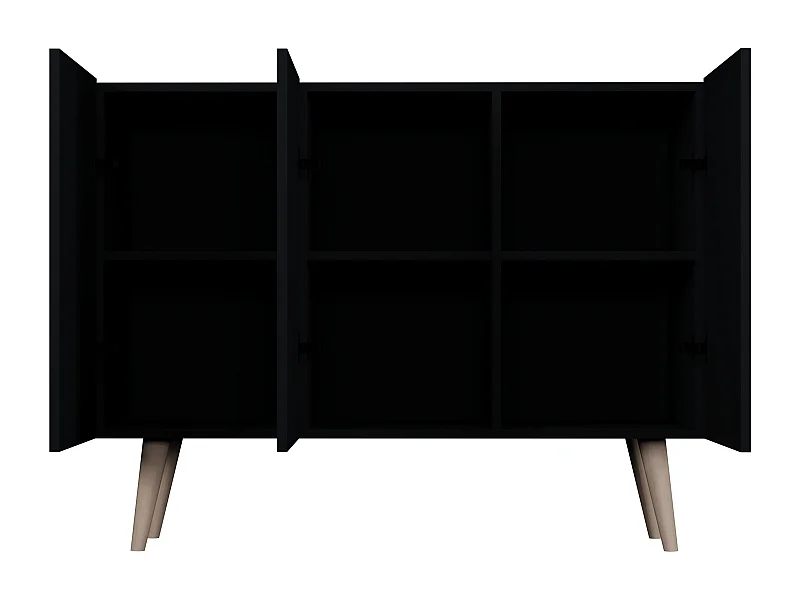 Cómoda Rolia 3 puertas 120 cm-Color Negro