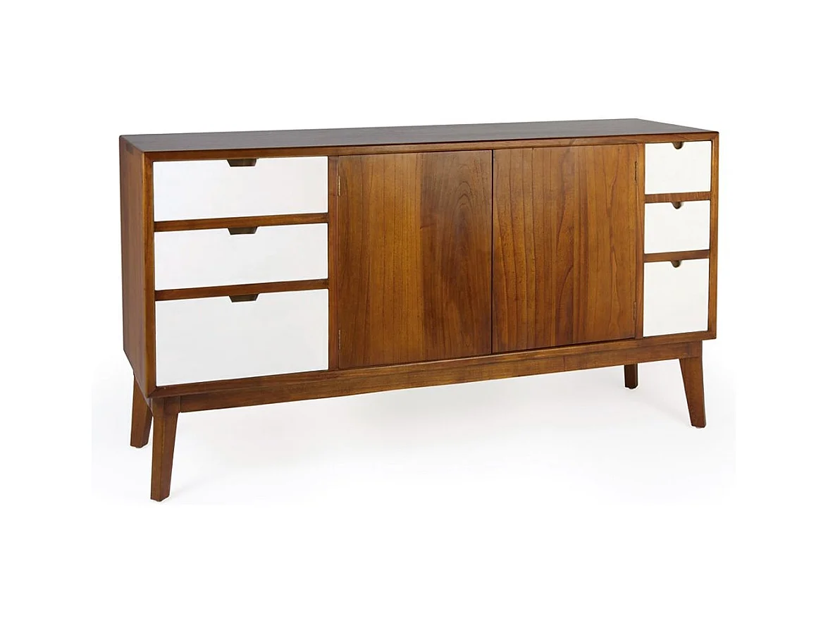 Aparador 6 cajones y 2 puertas de madera maciza de mindi Kretos 160 cm