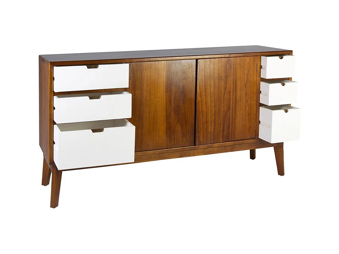 Aparador 6 cajones y 2 puertas de madera maciza de mindi Kretos 160 cm