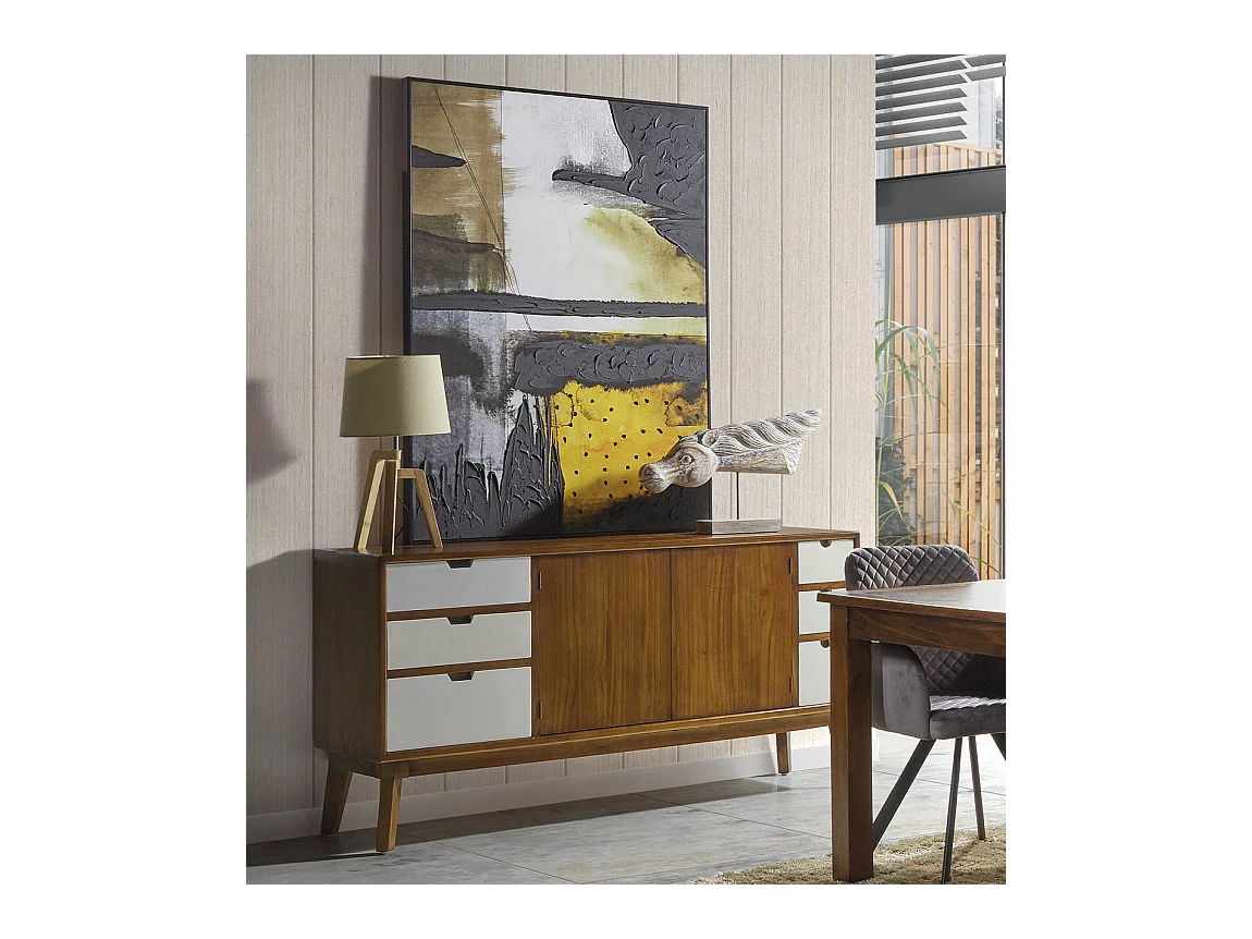 Aparador 6 cajones y 2 puertas de madera maciza de mindi Kretos 160 cm