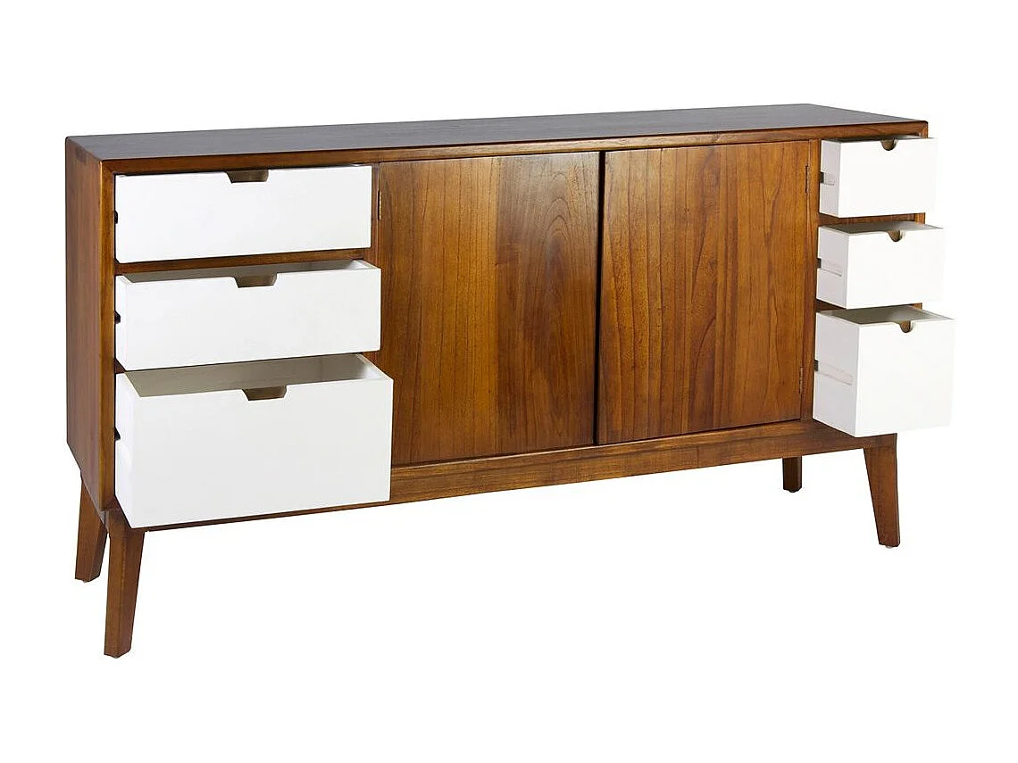 Aparador 6 cajones y 2 puertas de madera maciza de mindi Kretos 160 cm