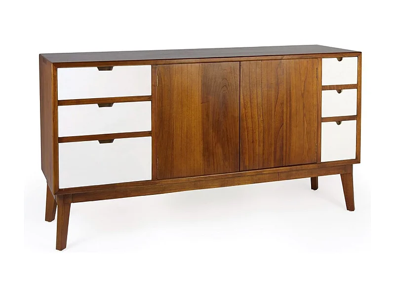 Aparador 6 cajones y 2 puertas de madera maciza de mindi Kretos 160 cm