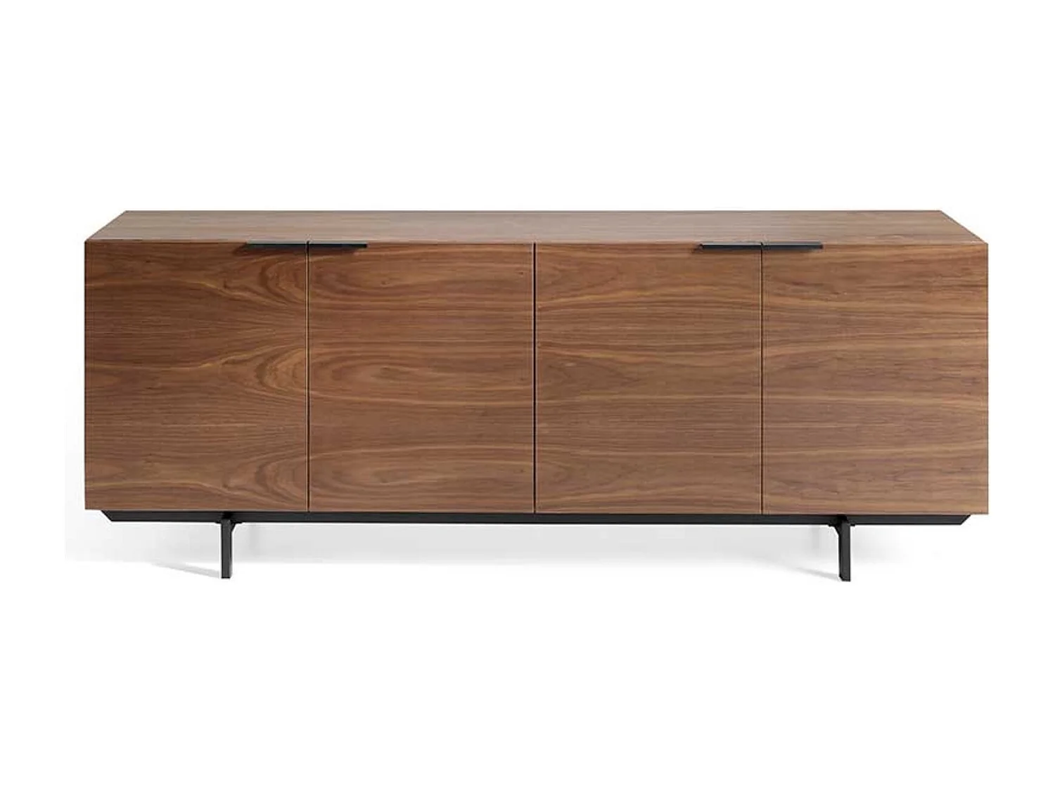 Bakia Aparador moderno de 4 puertas en nogal con patas de acero negro 200 cm
