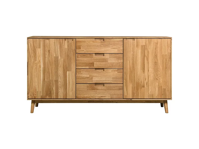 Aparador Kundy madera maciza de roble 2 puertas 4 cajones 160 cm
