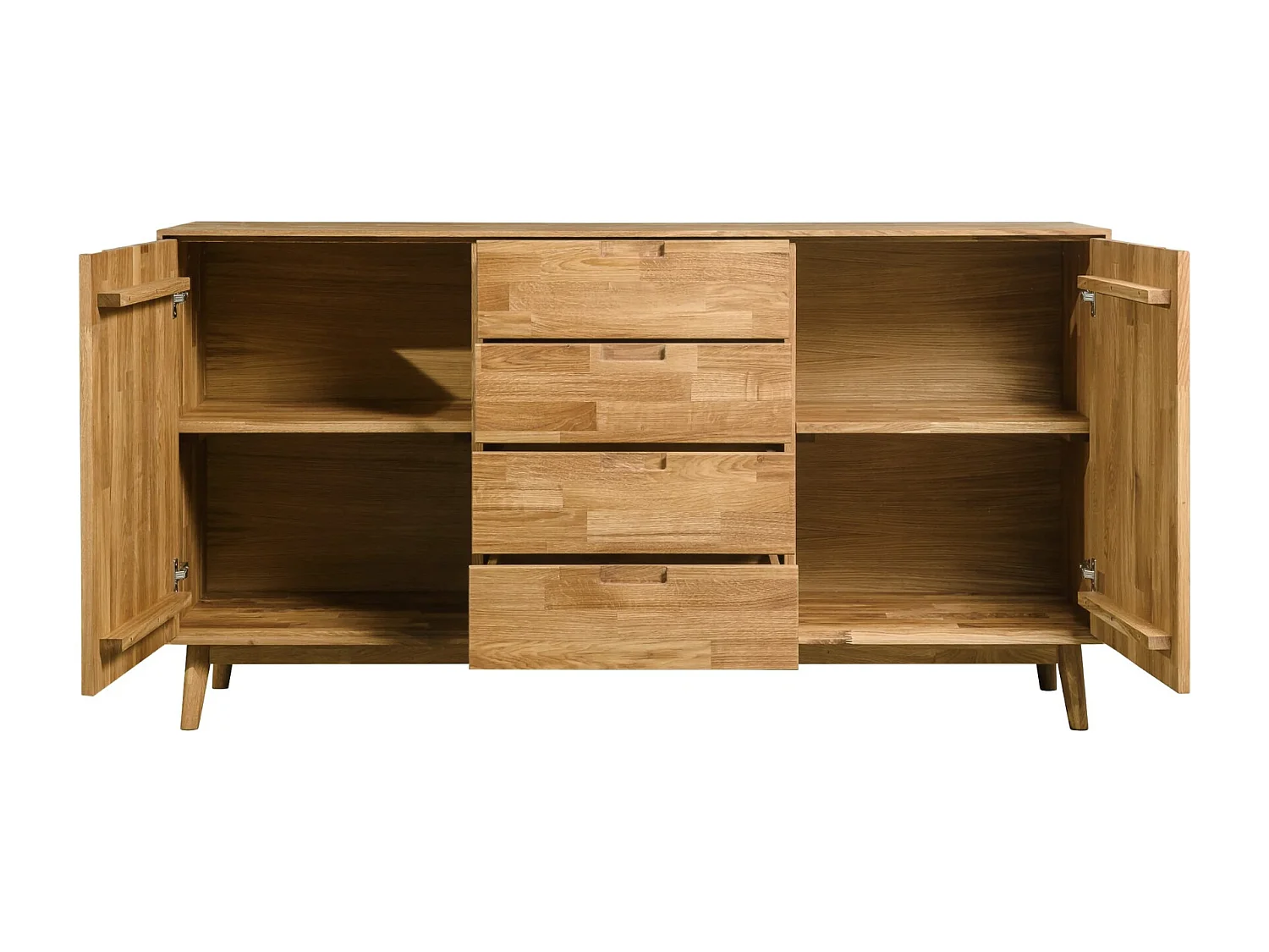 Aparador Kundy madera maciza de roble 2 puertas 4 cajones 160 cm
