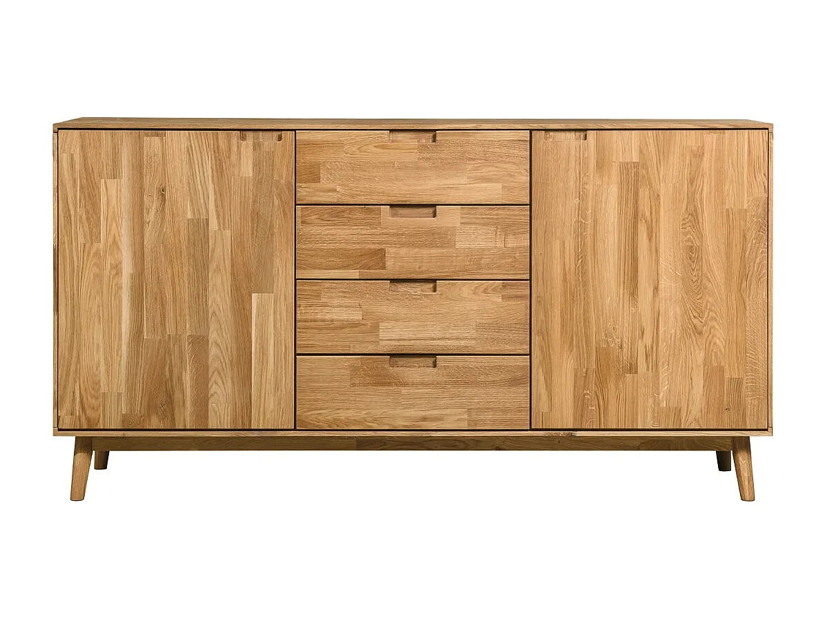 Aparador Kundy madera maciza de roble 2 puertas 4 cajones 160 cm