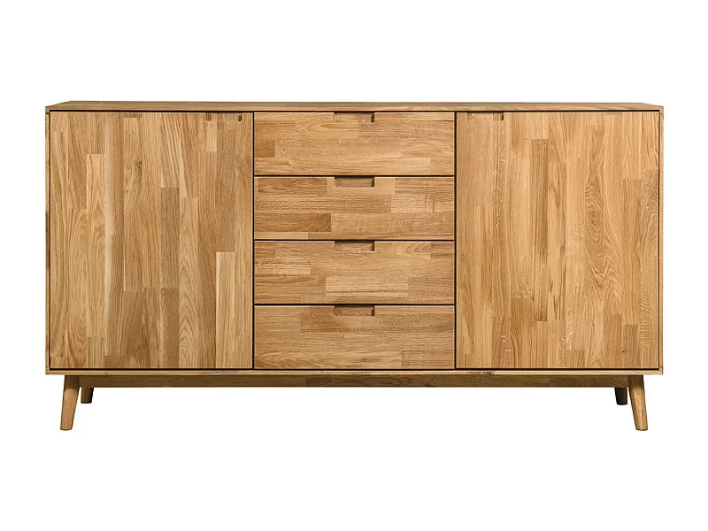 Aparador Kundy madera maciza de roble 2 puertas 4 cajones 160 cm