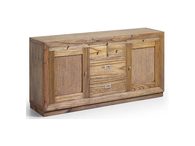 Aparador Mindy madera maciza natural 2 puertas 4 cajones Mazari 160 cm