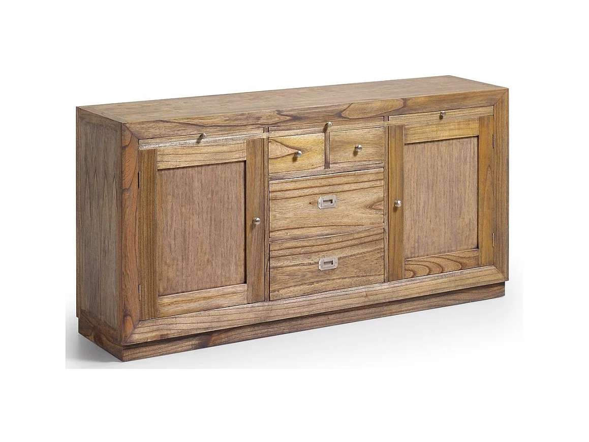 Aparador Mindy madera maciza natural 2 puertas 4 cajones Mazari 160 cm