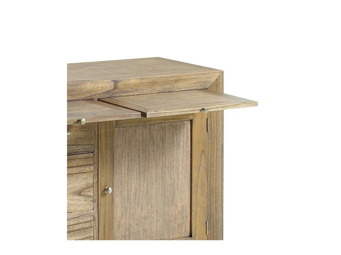 Aparador Mindy madera maciza natural 2 puertas 4 cajones Mazari 160 cm