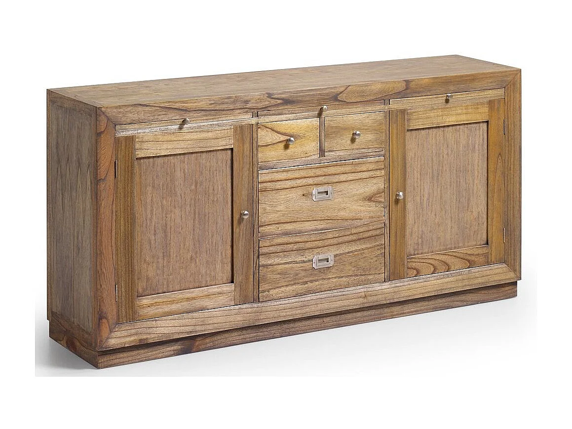 Aparador Mindy madera maciza natural 2 puertas 4 cajones Mazari 160 cm