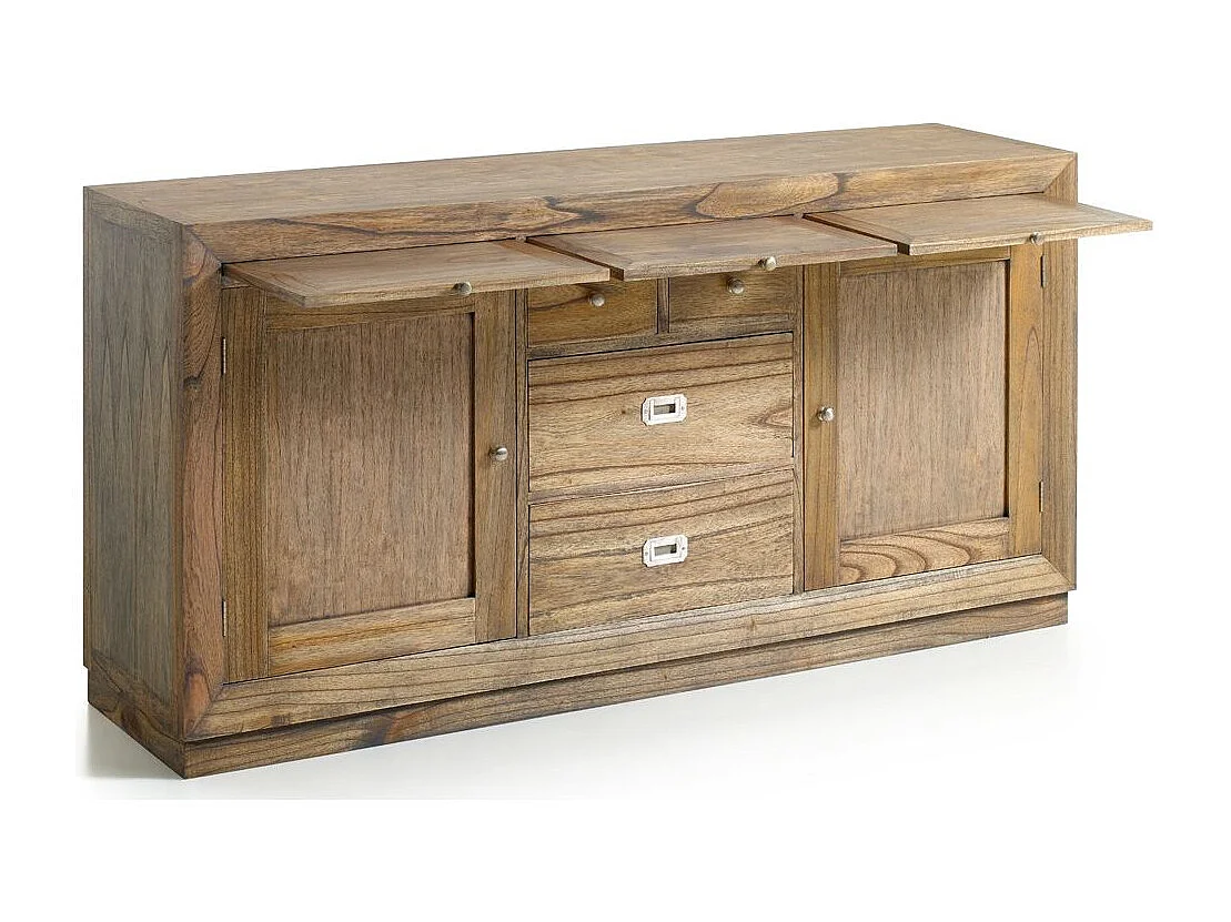 Aparador Mindy madera maciza natural 2 puertas 4 cajones Mazari 160 cm