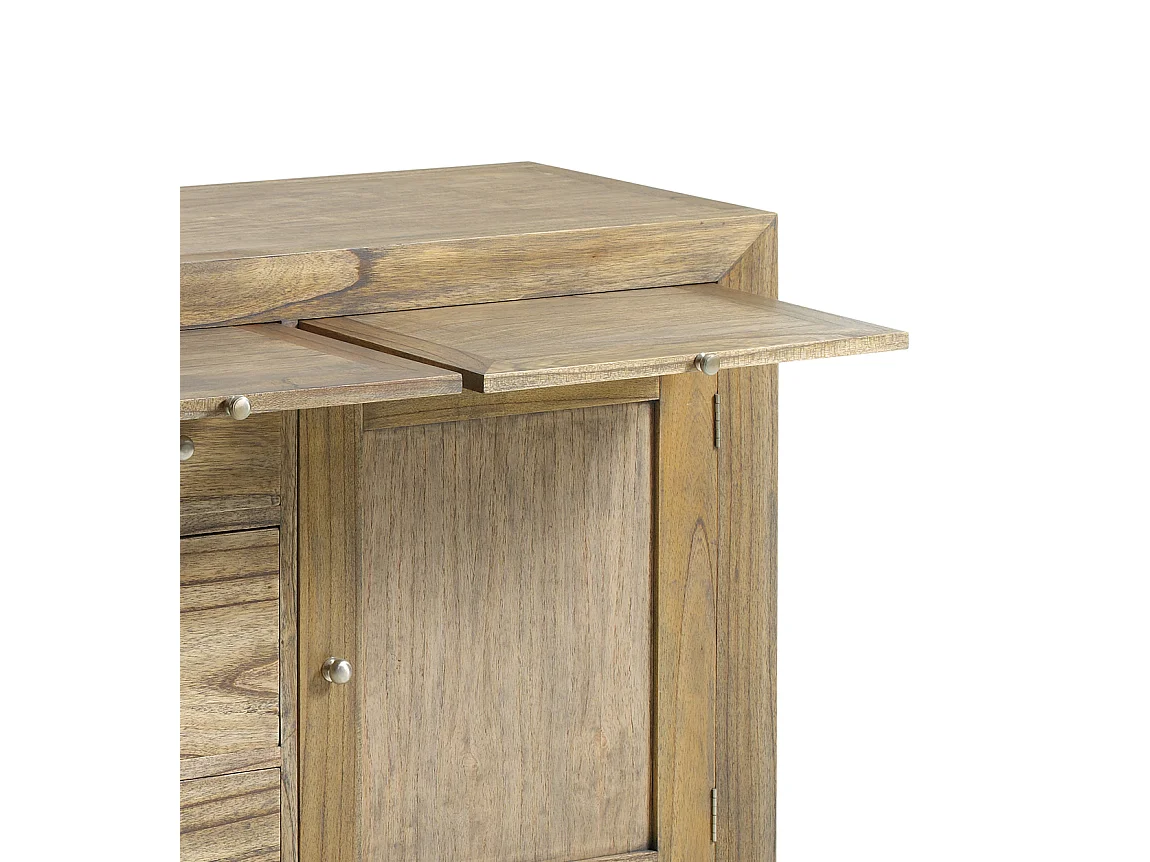 Aparador Mindy madera maciza natural 2 puertas 4 cajones Mazari 160 cm