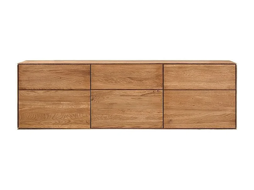 Aparador suspendido en madera maciza de roble 3 puertas Inka 172 cm